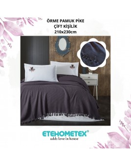 ETE HOMETEX SOFT ÖRME PAMUK PİKE ÇİFT KİŞİLİK 210X230cm ANTRASİT 8696474231969